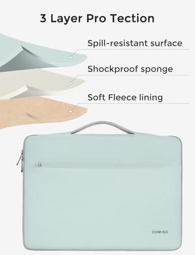 DOMISO Laptop Case Sleeve Protective Cover Compatible with MacBook Air 13 M4 M3 M2,MacBook Pro M2 M1,iPad Air/Pro,13 inch Dell,Lenovo, HP,Asus,Waterproof Computer Cases Bag with Handle,Mint Green - color: Mint Green, size: 13" for mac book