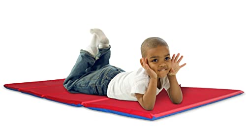 KinderMat, 1" Thick KinderMat, 4-Section Rest Mat, 45" x 19" x 1", Red/Blue, Great for School, Daycare, Travel, and Home, 100% Made in USA - color: Red/Blue Mat 1.0 Inch