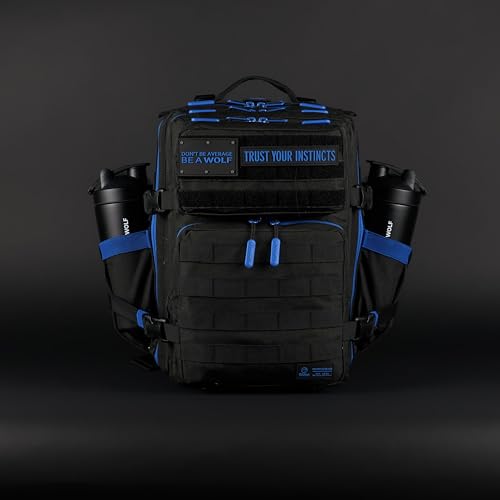 WOLFpak 35L Athletic Gym Backpack - Durable 1000D Waterproof Oxford Material with MOLLE Webbing, Laptop Pocket & Dual Cup Holders, Durable Fitness/Travel/Military Daypack (Blue Wolf) - color: Blue Wolf