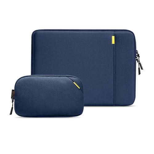 tomtoc 360 Protective Laptop Sleeve Set for 15-inch MacBook Air M5/A3448 (2026), M4/A3241, M3/A3114 M2/A2941, Water-Resistant Laptop Case Bag with Accessory Pouch Fits 15" MacBook Pro & Surface Laptop - color: Navy Blue, size: 15-inch