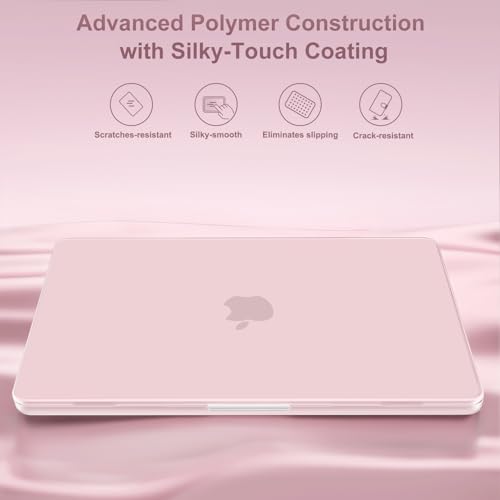 MOSISO Compatible with MacBook Air 15 inch Case M5 2026 M4 2025 M3 2024 M2 2023 A3448 A3241 A3114 A2941, Plastic Hard Shell Case&Puffy Sleeve Bag&Keyboard Skin&Webcam Cover&Screen Film, Baby Pink - color: Baby Pink