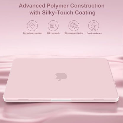 MOSISO Compatible with MacBook Air 15 inch Case M5 2026 M4 2025 M3 2024 M2 2023 A3448 A3241 A3114 A2941, Plastic Hard Shell Case&Puffy Sleeve Bag&Keyboard Skin&Webcam Cover&Screen Film, Baby Pink - color: Baby Pink
