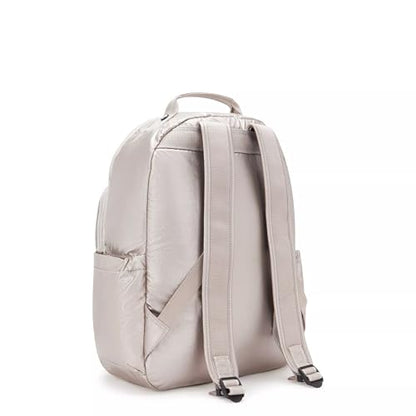 Kipling Women's Seoul 15" Laptop Backpack, Durable, Roomy with Padded Shoulder Straps, Built-In Protective Sleeve - color: Metallic Glow, size: 12.75''L x 17.25''H x 8''D