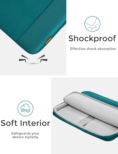 DOMISO Laptop Case Laptop Sleeve Cover for 14 inch MacBook Pro M4/M3/M2/M1 Pro/Max, Compatible with 13.3 inch HP Dell ASUS Notebook, Water-Resistant Bag with Scalable Handle and Small Case,Turquoise - color: Turquoise, size: 13-13.3 inch