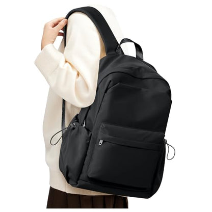 Small Black Backpack for School, High School Book Bag Back Pack for Teens Girls Boys, Lightweight College Backpack Bookbag for Women Men, Simple Casual Daypack Mochilas Escolares para Adolescentes - color: Black