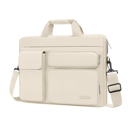MOSISO Laptop Shoulder Bag 15.6 inch, 15-15.6 inch Computer Bag Compatible with MacBook Pro 16 inch, HP, Dell, Lenovo, Notebook with 2 Raised&1 Flapover&1 Horizontal Pocket&Handle&Belt, Sand - color: Sand, size: 16 inch