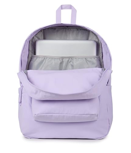 JanSport Superbreak Plus FX Backpack - Work, Travel, or Laptop Bag with Water Bottle Pocket - Pastel Lilac - color: Pastel Lilac