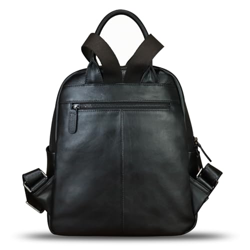Genuine Leather Backpack for Women Vintage Casual Daypack Purse Back Bag Handmade Knapsack Western Rucksack (Black)