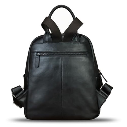 Genuine Leather Backpack for Women Vintage Casual Daypack Purse Back Bag Handmade Knapsack Western Rucksack (Black)
