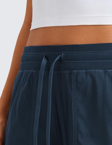CRZ YOGA Lightweight Cargo Casual Pants for Women 30" - Ruched Straight Leg Travel Athletic Hiking Joggers - color: Ink Blue, size: X-Large