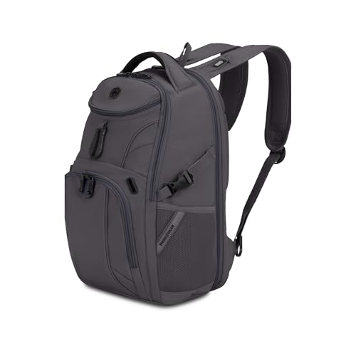 SwissGear 1900 Mini ScanSmart 16-Inch Backpack, Fits Up to 13-Inch Laptop, RFID Protection & ScanSmart TSA-Friendly Compartment, Charcoal - color: Charcoal