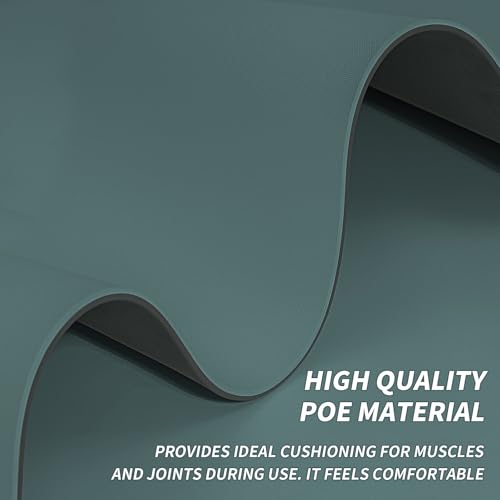 Yoga Mat with Strap,Non-Skid Workout Mat,8mm Thick Yoga Mat,POE Yoga Mats for Women Men Kids,Exercise Mat with Easy-Cinch,72"x24"x0.32” (183x61x0.8cm) - color: Deep green+Gray