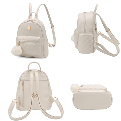 Barsine Girls Fashion Mini Backpack Purse Small Cute Plaid Leather Women Backpacks Little Bag (Ivory) - color: Ivory