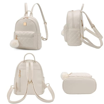 Barsine Girls Fashion Mini Backpack Purse Small Cute Plaid Leather Women Backpacks Little Bag (Ivory) - color: Ivory