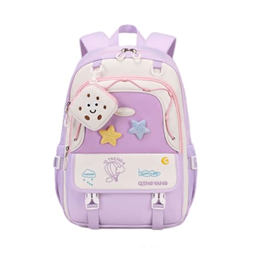 Girls Backpack Cute Star Bookbag for Elementary Middle School Kids Teens Kawaii Book Bag Preppy Y2k Aesthetic Back Pack 6-8 8-10 10-12 (Purple) - color: Purple