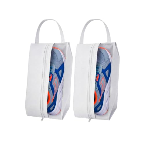 Shoe Bag for Travel, Gym & Sports – Water-Resistant Shoe Cover Bag with Transparent Mesh Panel, Durable Zipper & Carry Handle – Fits Men’s Size 12 – Keeps Clothes Clean (White) | Pack of 2 - color: White, style: Pack 2