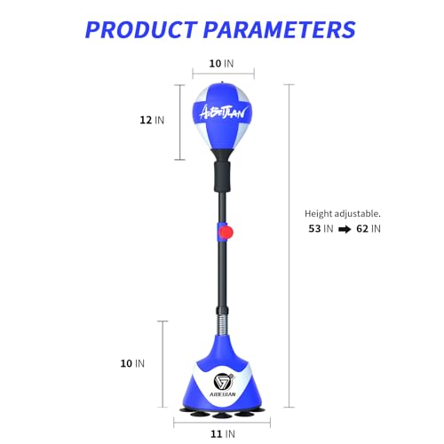 Freestanding Reflex Boxing Bag,Punching Bag with Stand,Height Adjustable,Speed Punching Ball for Adults Kids,Boxing Equipment for Home Gym - color: Blue