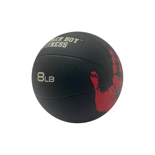 Medicine Ball with Handprint Design, Black, 2 lb to 20 lb, Strength and Core Training - size: 8 LB