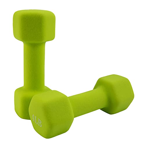 Saorzon Dumbbells Set of 2 Exercise Fitness Dumbbell for Home Gym Free Weights Hand Hex Dumb Bells - color: Green, style: 4 Pounds,Pair