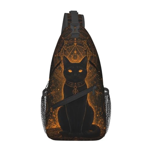 Sling Backpack Unisex Crossbody Chest Bag Shoulder Chest Bag For Women Men Hiking Travel - color: Black Cat