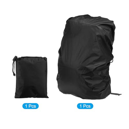 PATIKIL Waterproof Backpack Rain Cover with Anti-Slip Cross Buckle Straps & Drawstring Bag for Hiking Camping Traveling - color: Black, size: Medium