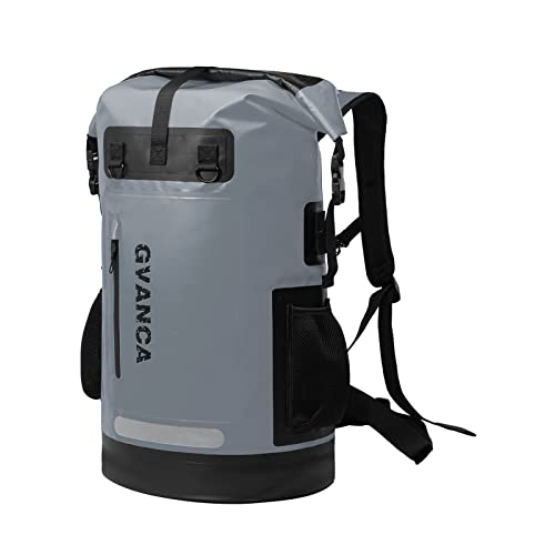 Waterproof Roll Top Kayak Dry Backpack, Floating Outdoor Dry Sack Boating Sailing Canoeing Rafting Fishing Camping 35L Grey - color: Grey, size: 35L