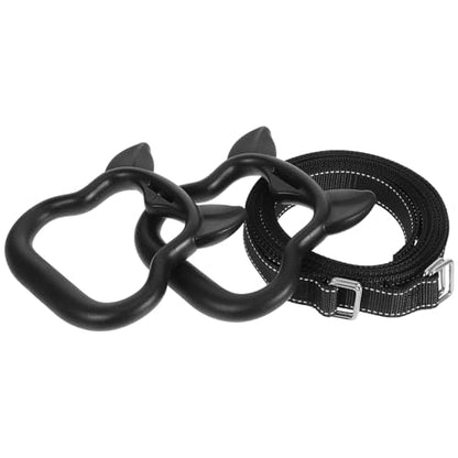 Gymnastics Rings with Adjustable Straps, Non-Slip Black Fitness Rings Set for ’s Backyard Strength Training and Pull-up Exercise