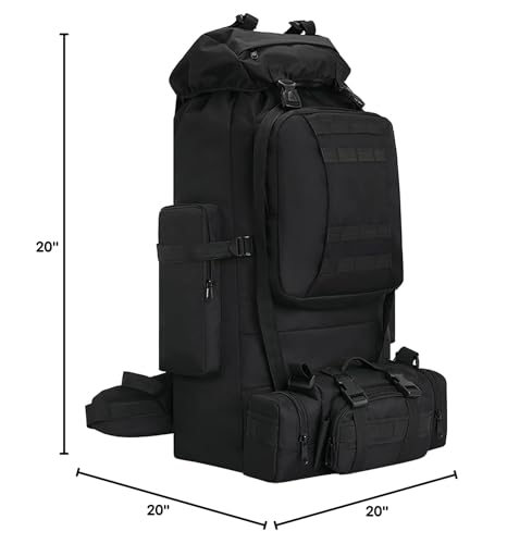 100L Camping Hiking Backpack,Molle military Tactical rucksack backpack,Waterproof Lightweight Hiking Backpack (Black) - color: Black
