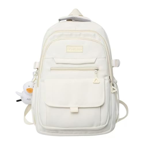 Student Backpack for Teen Girls Boys Preppy Elementary Middle School College Bookbags Cute Aesthetic Trendy Daypack (White) - color: White