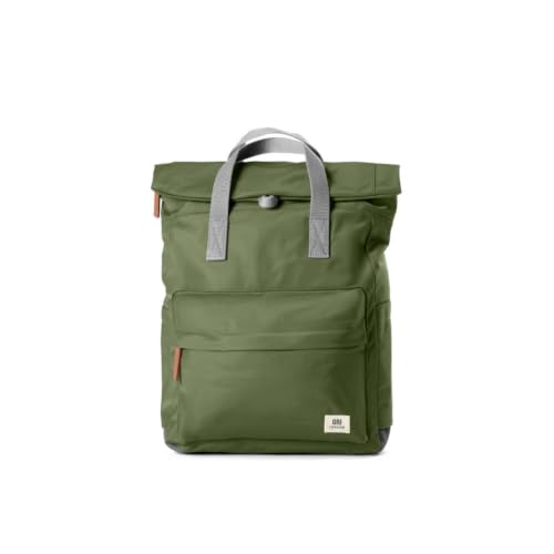 ORI LONDON Travel Backpack - Medium Nylon Rolltop Backpack for Men & Women with Multiple Pockets for Laptop, Phone, Keys, Wallet, Bottles - The Canfield, Avocado, 16.5x11.8x4.7” - color: Avocado