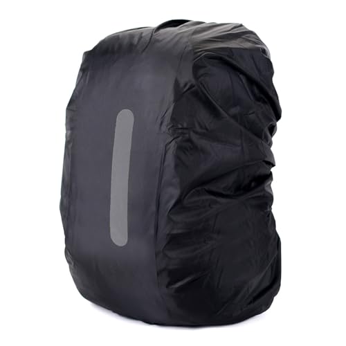 Waterproof Rain Cover for Backpack, Backpack Rain Cover with Reflective Strip,Rucksack for Bicycling/Hiking, Dustproof Protector for Outdoor Night Travel, (Black, Fits 30-40L Bags)