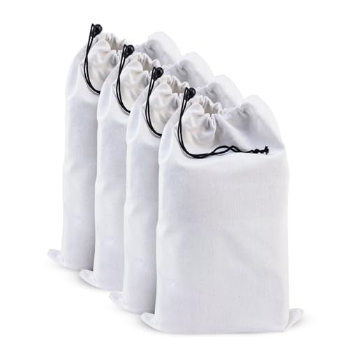 LFH Cotton Rich Shoe Storage Bags with Drawstring, Dustproof Breathable Reusable Organizer, Perfect For Travel, Dorm, Hotel, College, Gym, Easy to Carry, Machine Washable 8"x17" (Pack of 4) - White - color: White, size: 8"x17" (Pack of 4)