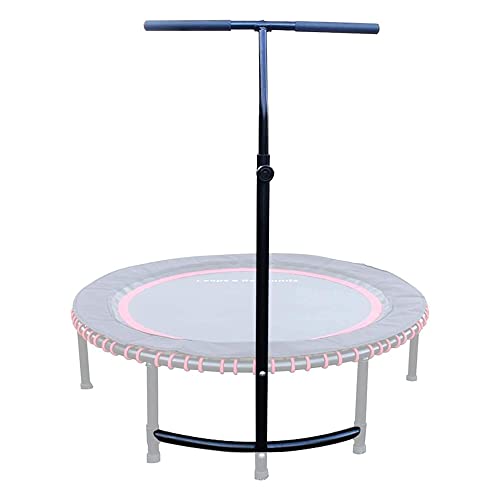LEAPS & REBOUNDS 48" Adjustable Stability Bar Attachment with 48" Mini Fitness Trampoline and Home Gym Rebounder for Cardio Exercises, Gray