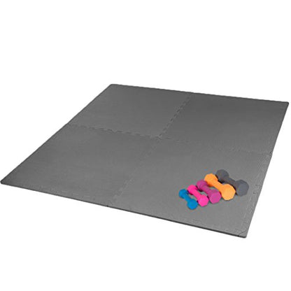 Xspec 3/8" Thick 100 sq. ft. (25 pcs) Gym EVA Foam Floor Mats (24" x 24") | T Pattern, Charcoal Grey - style: T Pattern-Grey