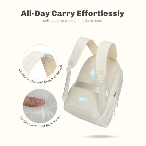 Hynes Eagle College Laptop Backpack 16 Inches Quilted Travel Backpack for Women Lightweight Puffer Casual Daypack 28L Ivory Beige - color: Ivory Beige