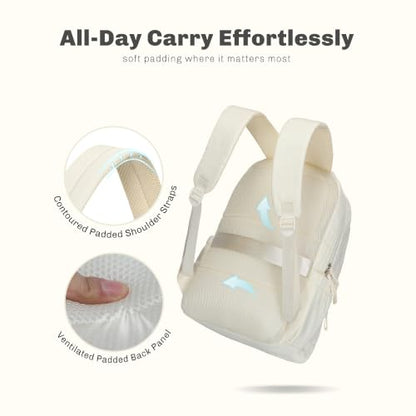 Hynes Eagle College Laptop Backpack 16 Inches Quilted Travel Backpack for Women Lightweight Puffer Casual Daypack 28L Ivory Beige - color: Ivory Beige
