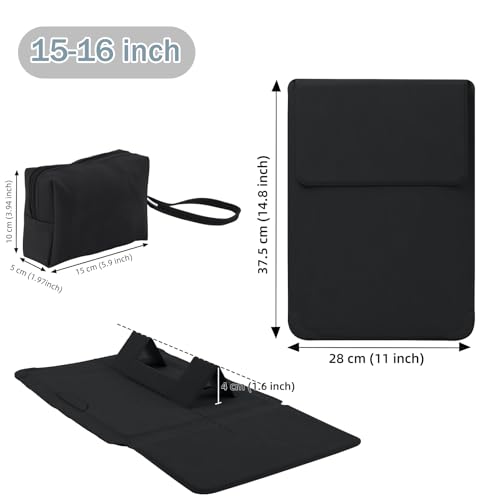 15-16 Inch Protective Laptop Sleeve Case with Stand, for MacBook Air 15" M5~M2 (2026-2023); MacBook Pro 16" M5~M1, Pro/Max(2026-2021), Matte PU Leather Laptop Case 15"-16" (Black) - color: Black, size: 15-16 Inch