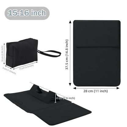 15-16 Inch Protective Laptop Sleeve Case with Stand, for MacBook Air 15" M5~M2 (2026-2023); MacBook Pro 16" M5~M1, Pro/Max(2026-2021), Matte PU Leather Laptop Case 15"-16" (Black) - color: Black, size: 15-16 Inch