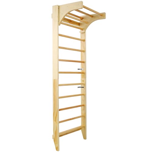 Wall-Mounted Wooden Stall Bars for Home Gym - Swedish Ladder for Stretching, Strength Training & Yoga - Durable Multi-Functional Fitness Equipment - size: 31.5"W x 86.6"H
