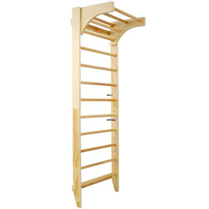 Wall-Mounted Wooden Stall Bars for Home Gym - Swedish Ladder for Stretching, Strength Training & Yoga - Durable Multi-Functional Fitness Equipment - size: 31.5"W x 86.6"H