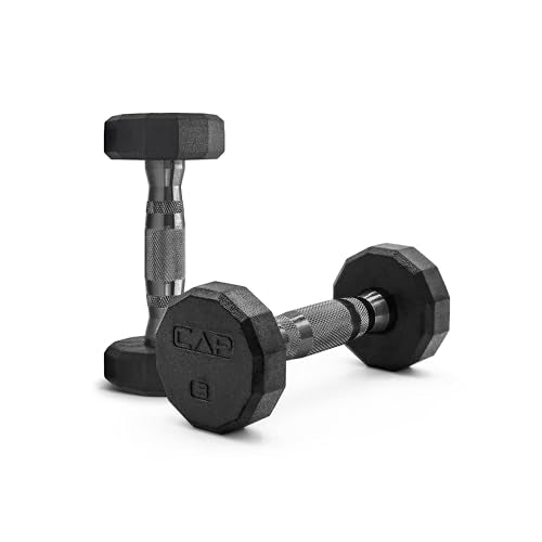 CAP Barbell Coated Dumbbell Weight | Multiple Options Pairs & Sets - size: 3 lb - Pair, style: 12-Sided - Black Handle