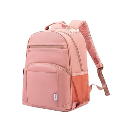 NOL Natural Organic Lifestyle Kids Backpack, School Backpacks for Teens Girls Boys, School Bookbag with Pencil Bag & Reflective Stripe for Elementary School - Dark pink - color: Dark Pink