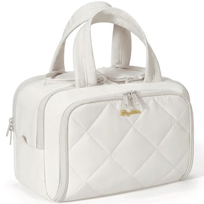 Travel Toiletry Bag, Large Wide-open Puffy Makeup Bag for Women Beige - color: Cloud Dancer
