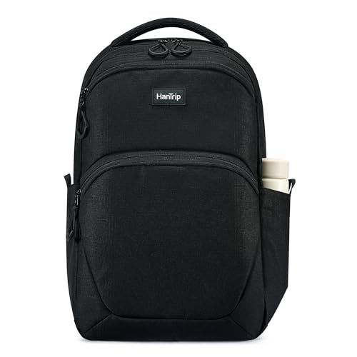 HanTrip Carry On Travel Backpack for Women Men, 30L Medium Work Backpack for Commuter College Water Resistant Bookbags, Black - color: Black-1, size: 18 Inch