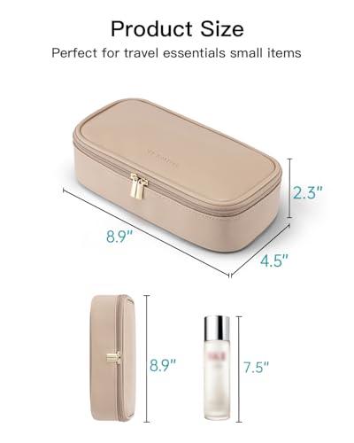 VLANDO Travel Makeup Bag,Small Makeup Bag for Women,Gifts for Women Girls, Makeup Pouch Purse Travel Essentials Toiletries-Toffee - color: 01-Toffee