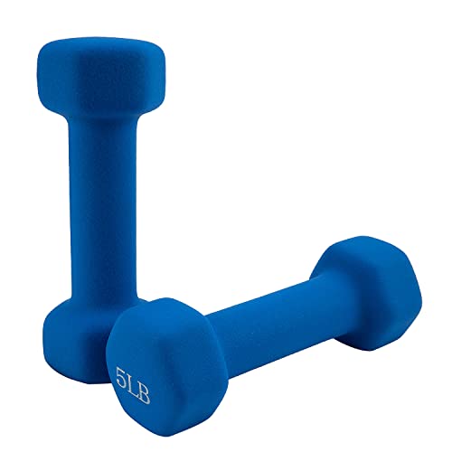 Saorzon Dumbbells Set of 2 Exercise Fitness Dumbbell for Home Gym Free Weights Hand Hex Dumb Bells - color: Royal Blue, style: 5 Pounds,Pair
