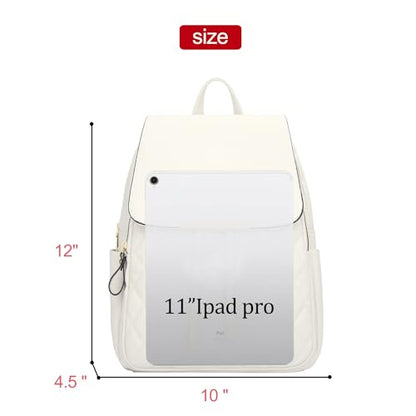 KKXIU Quilted Trendy Leather Backpack Purse for Women and Ladies Shoulder Travel Daypacks Bags (White) - color: White, style: Backpack