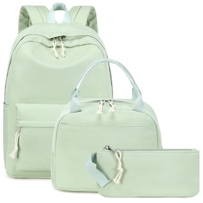 Bluboon Teen Girls School Backpack Kids Bookbag Set with Lunch Box Pencil Case Travel Laptop Backpack Casual Daypacks (Green set -3) - color: Green Set -3