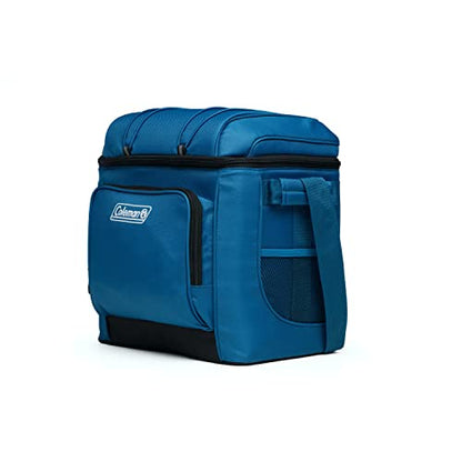 Coleman Chiller Insulated Soft Cooler, Leakproof 9/16/30 Can Cooler with 12+ Hour Ice Retention, Made with Recycled Materials, Great for Lunch, Camping, Beach, Pool, Sports, & More - color: Blue, style: 30 Can
