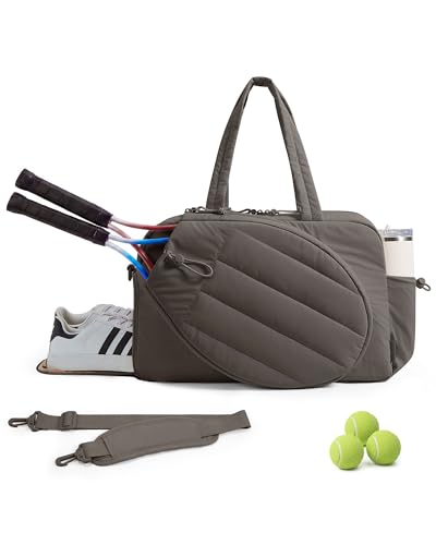 BAGSMART Tennis Gym Bag for Women, Tennis Backpack Holds 2 Rackets with Shoe Compartment, 15.6" Laptop Gym Backpacks for Court, Off-work, Everyday & Overnight Weekend - color: J-Charcoal Gray, size: Tennis Gym Bag